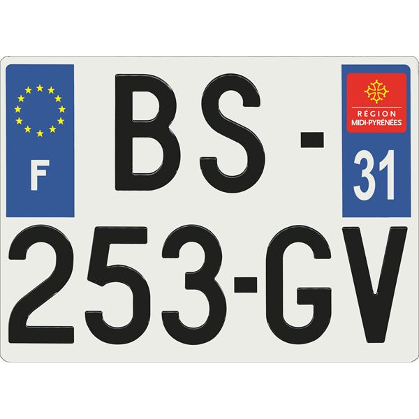 Plaque immatriculation alu Confort 275 x 200 mm département 31