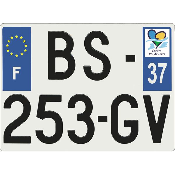 Plaque immatriculation alu Confort 275 x 200 mm département 37