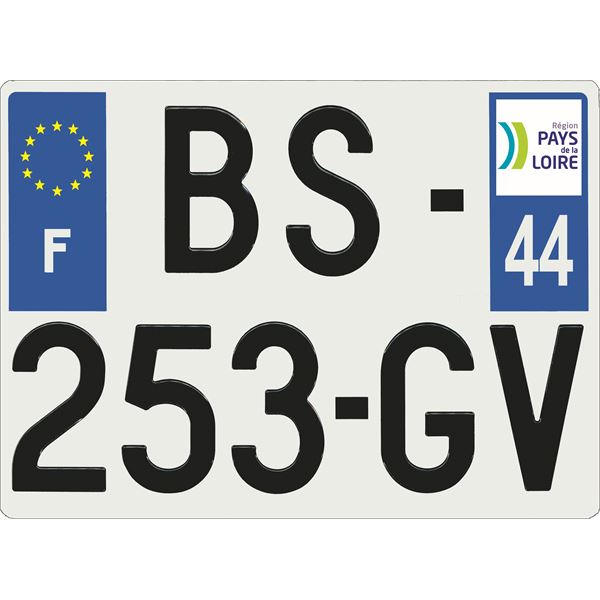 Plaque immatriculation alu Confort 275 x 200 mm département 44
