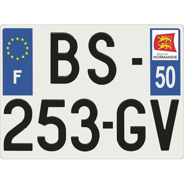 Plaque immatriculation alu Confort 275 x 200 mm département 50