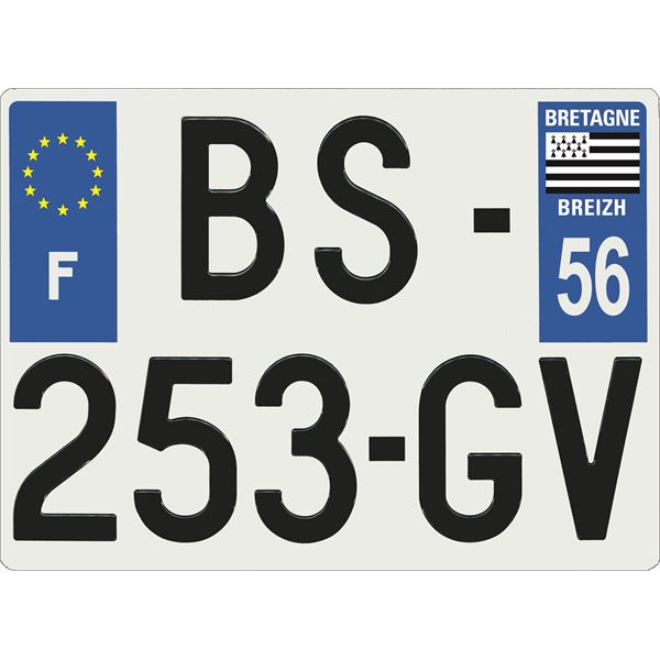 Plaque immatriculation alu Confort 275 x 200 mm département 56