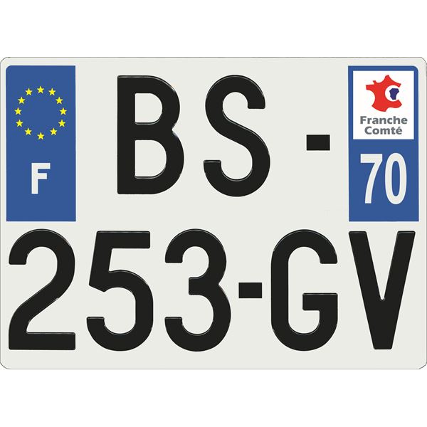 Plaque immatriculation alu Confort 275 x 200 mm département 70