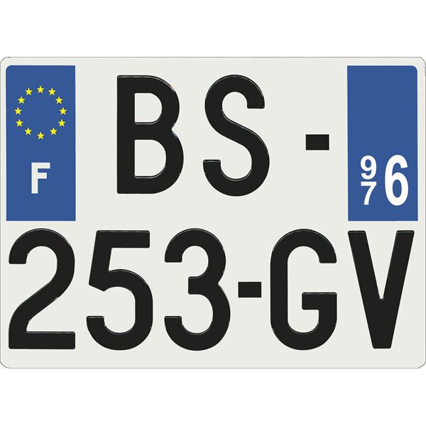 Plaque immatriculation alu Confort 275 x 200 mm département 976
