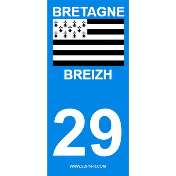 ⇒ Autocollant/Sticker Plaque Immatriculation Finistère 29