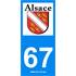 2 Stickers voiture Alsace 67