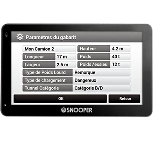 GPS Poids lourd Snooper PL2400 à 349 Euros