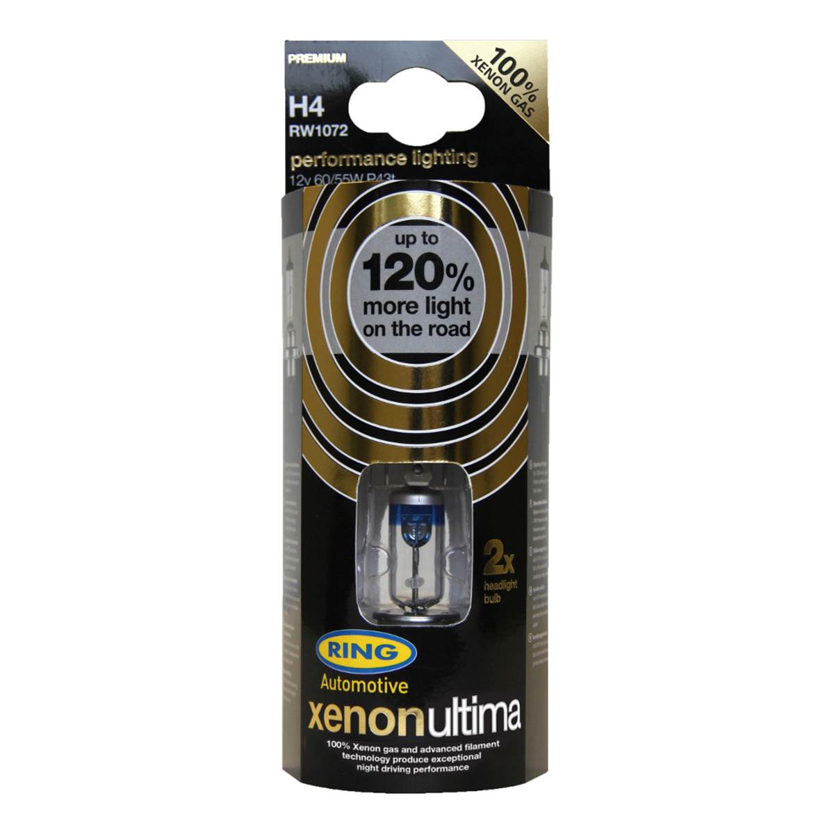 Ampoules (2 pièces) H4 Xenon Ultima +120% Ring