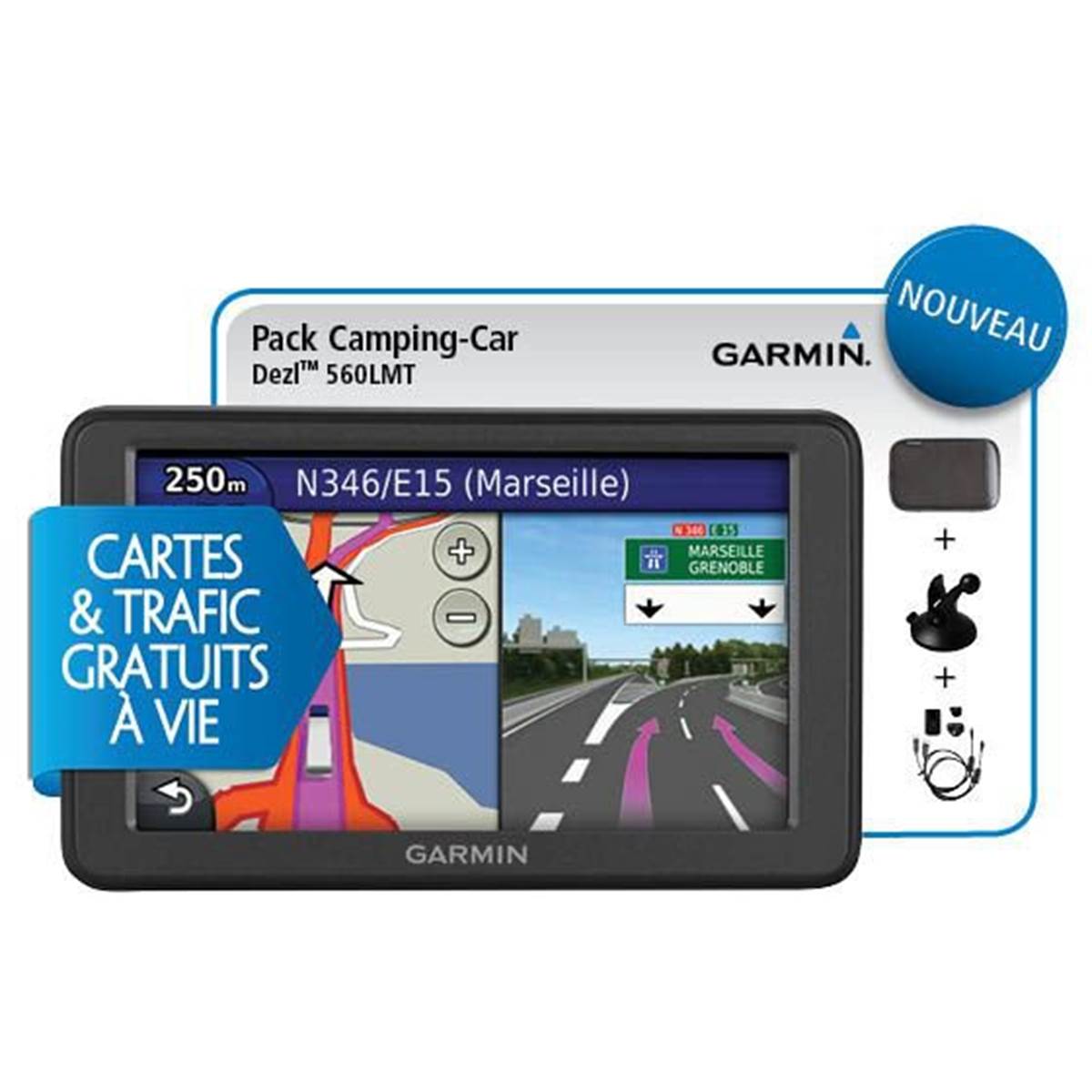 Garmin Pack Gps Camping Car Dezl 560 Lmt + Accessoires