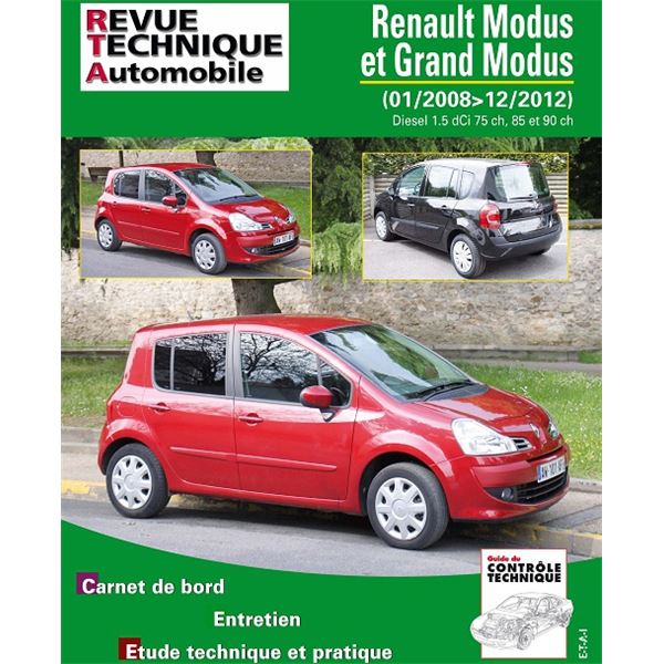 Revue Technique Automobile pour MODUS ET GRAND MODUS 1,5 DCI 75, 85 et 90 CH de 01/2008 à 12/2012