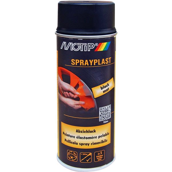 Aérosol élastomère pelable Sprayplast peinture, noir mat MOTIP 400 ml - Feu  Vert