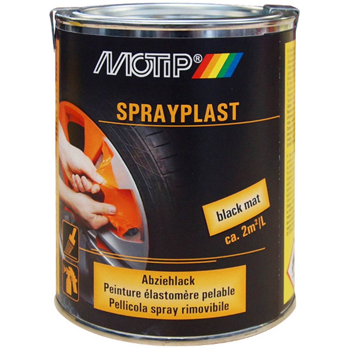 Elastomère Pelable Sprayplast Peinture, Noir Brillant 750 Ml