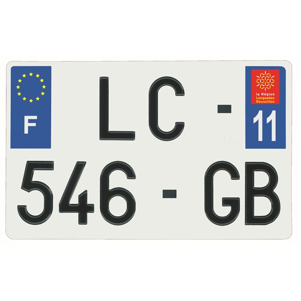 Plaque immatriculation alu 210 x 130 mm département 11