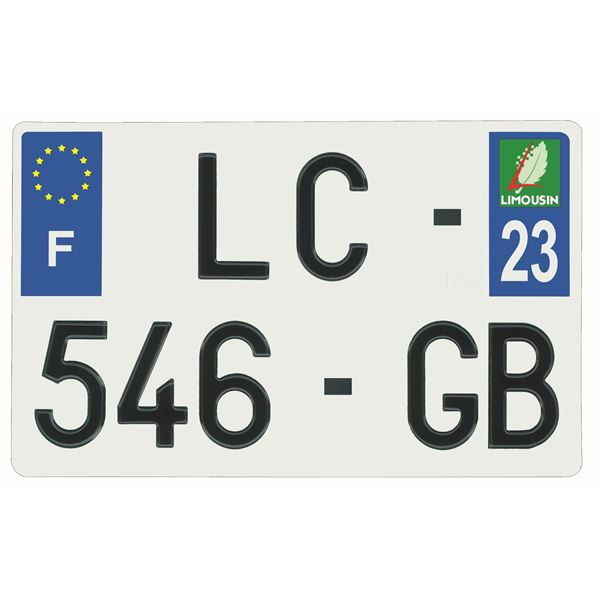 Plaque immatriculation alu 210 x 130 mm département 23
