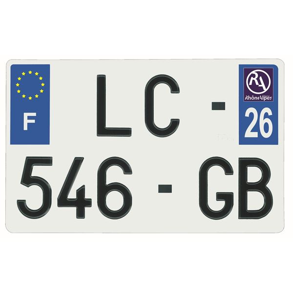 Plaque immatriculation alu 210 x 130 mm département 26