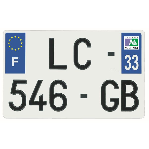 Plaque immatriculation alu 210 x 130 mm département 33