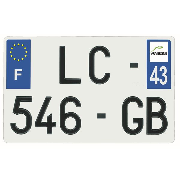 Plaque immatriculation alu 210 x 130 mm département 43