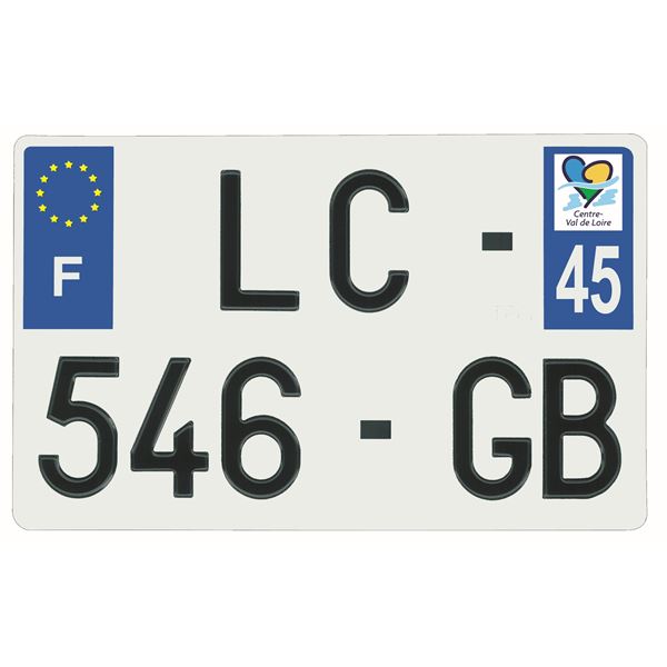 Plaque immatriculation alu 210 x 130 mm département 45