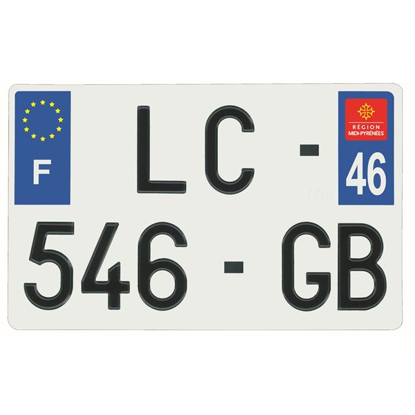 Plaque immatriculation alu 210 x 130 mm département 46