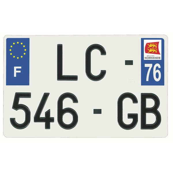 Plaque immatriculation alu 210 x 130 mm département 76