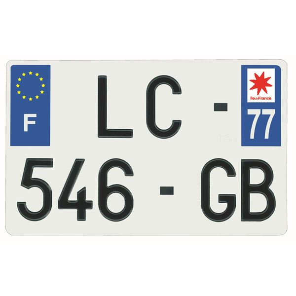 Plaque immatriculation alu 210 x 130 mm département 77