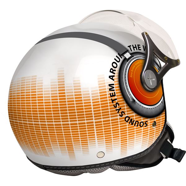 Casque moto jet Sound System gris et orange brillant Eole taille S