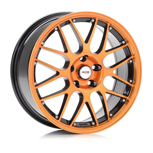 Jante Platin P61 orange poli, rebord orange 15 pouces ET38