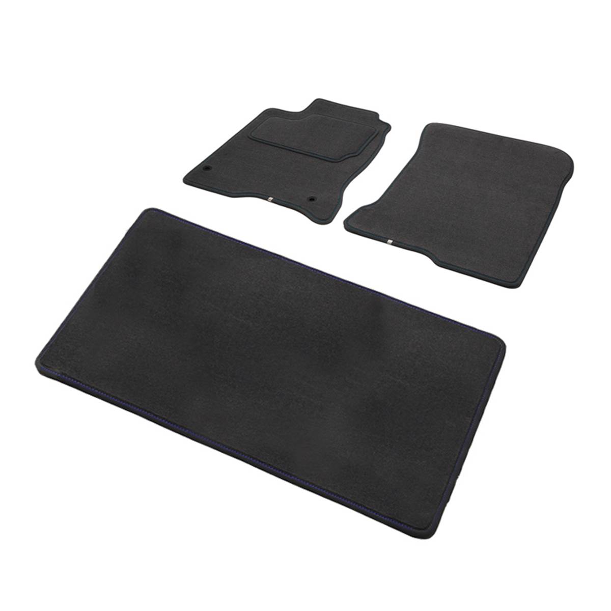 Jeu Complet De Tapis Sur Mesure Qualité Carat Surpiqures Bleues