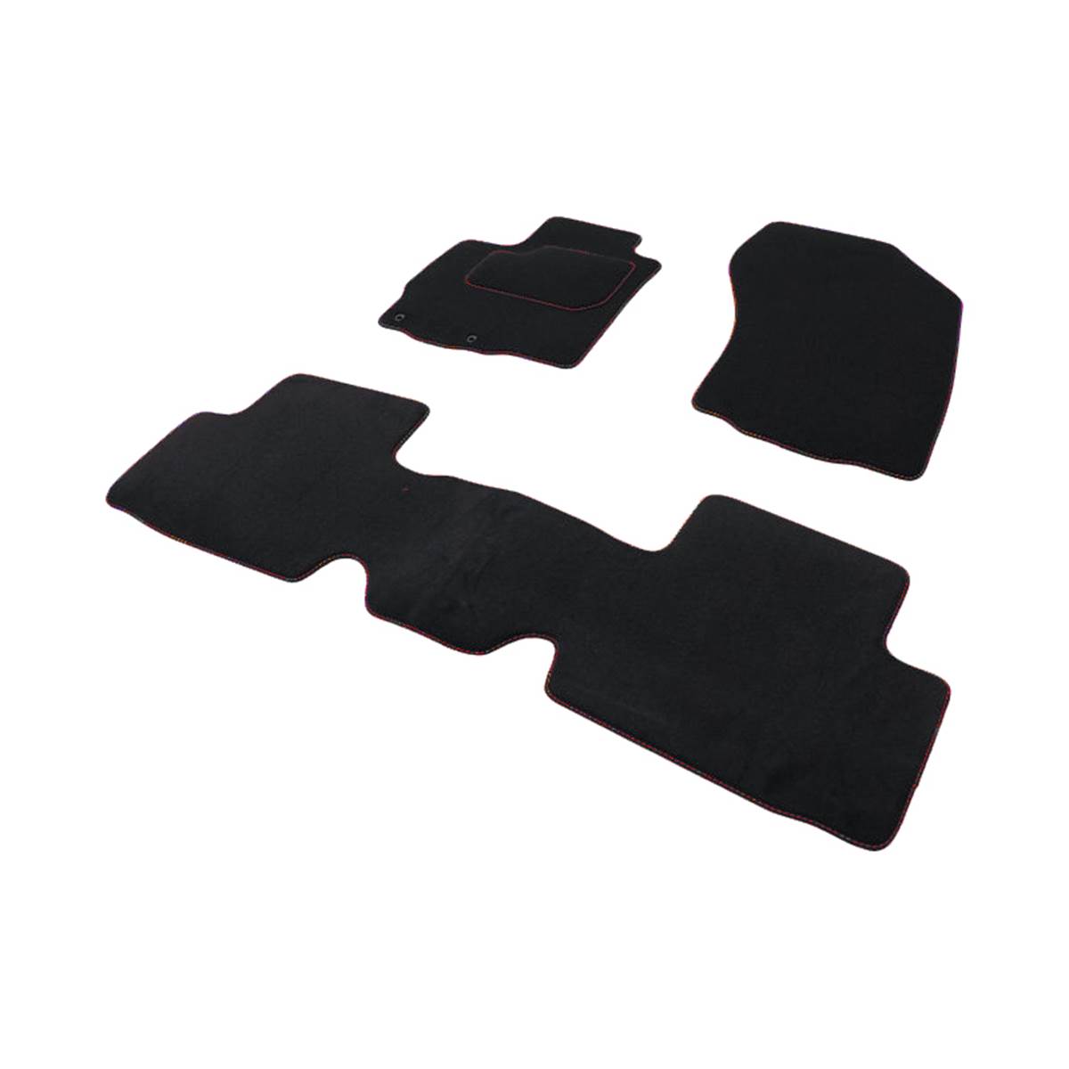 Tapis Avant Et 1er Rang Arrière Sur Mesure Qualité Carat Surpiqures Rouges