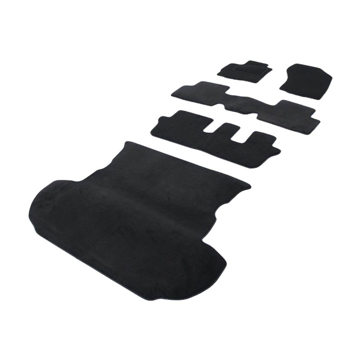 Jeu Complet De Tapis Et Tapis De Coffre Sur Mesure Qualité Carat Surpiqures Bleues