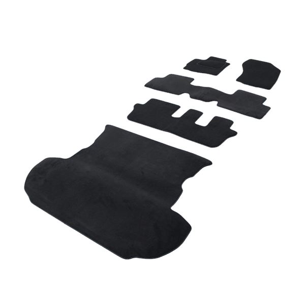 Jeu complet de tapis et tapis de coffre sur mesure qualité CARAT surpiqures rouges