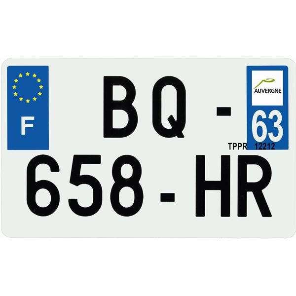 Plaque immatriculation hybride 210 x 130 mm département 63