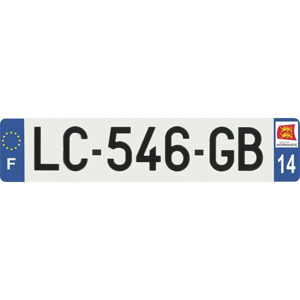 Plaque immatriculation alu Hybride 520 x 110 mm département 14