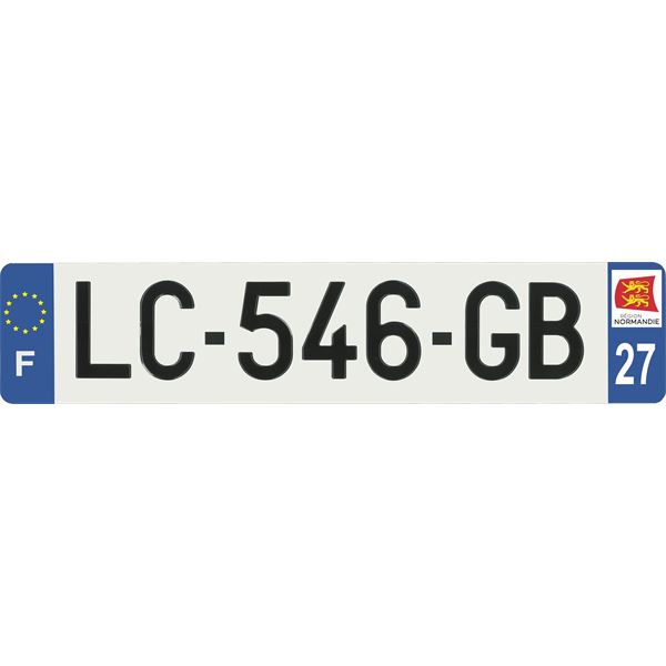 Plaque immatriculation alu Hybride 520 x 110 mm département 27
