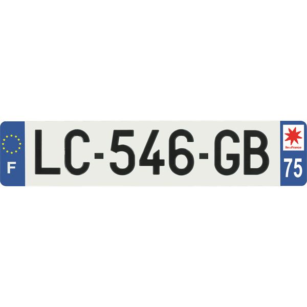 Plaque immatriculation alu Hybride 520 x 110 mm département 75