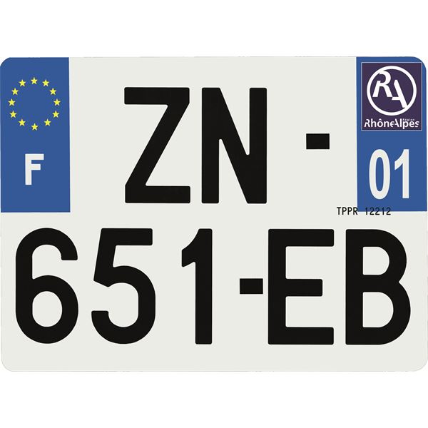 Plaque immatriculation Hybride 275 x 200 mm département 01