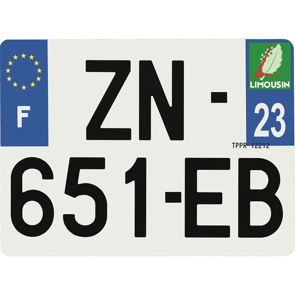 Plaque immatriculation Hybride 275 x 200 mm département 23