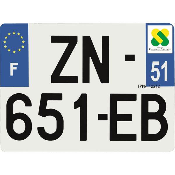 Plaque immatriculation Hybride 275 x 200 mm département 51