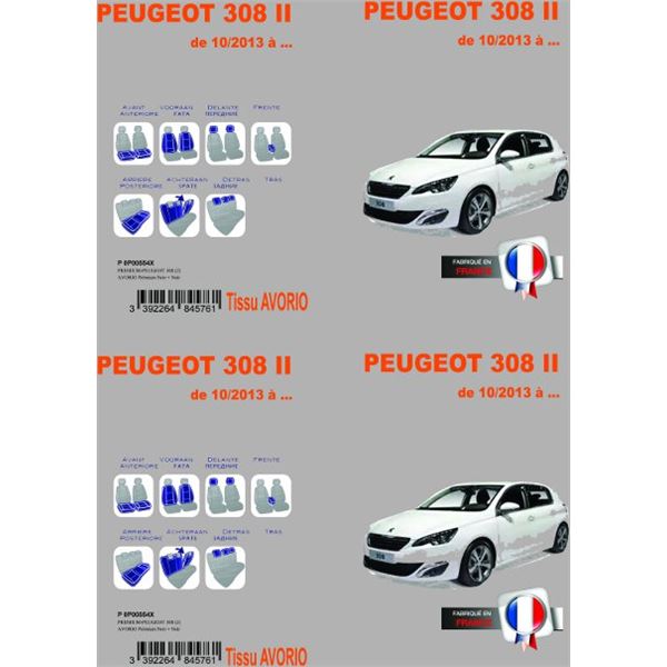 Housse de siège auto sur mesure Peugeot 308 de octobre 2013 à aujourd'hui - Housse  Auto