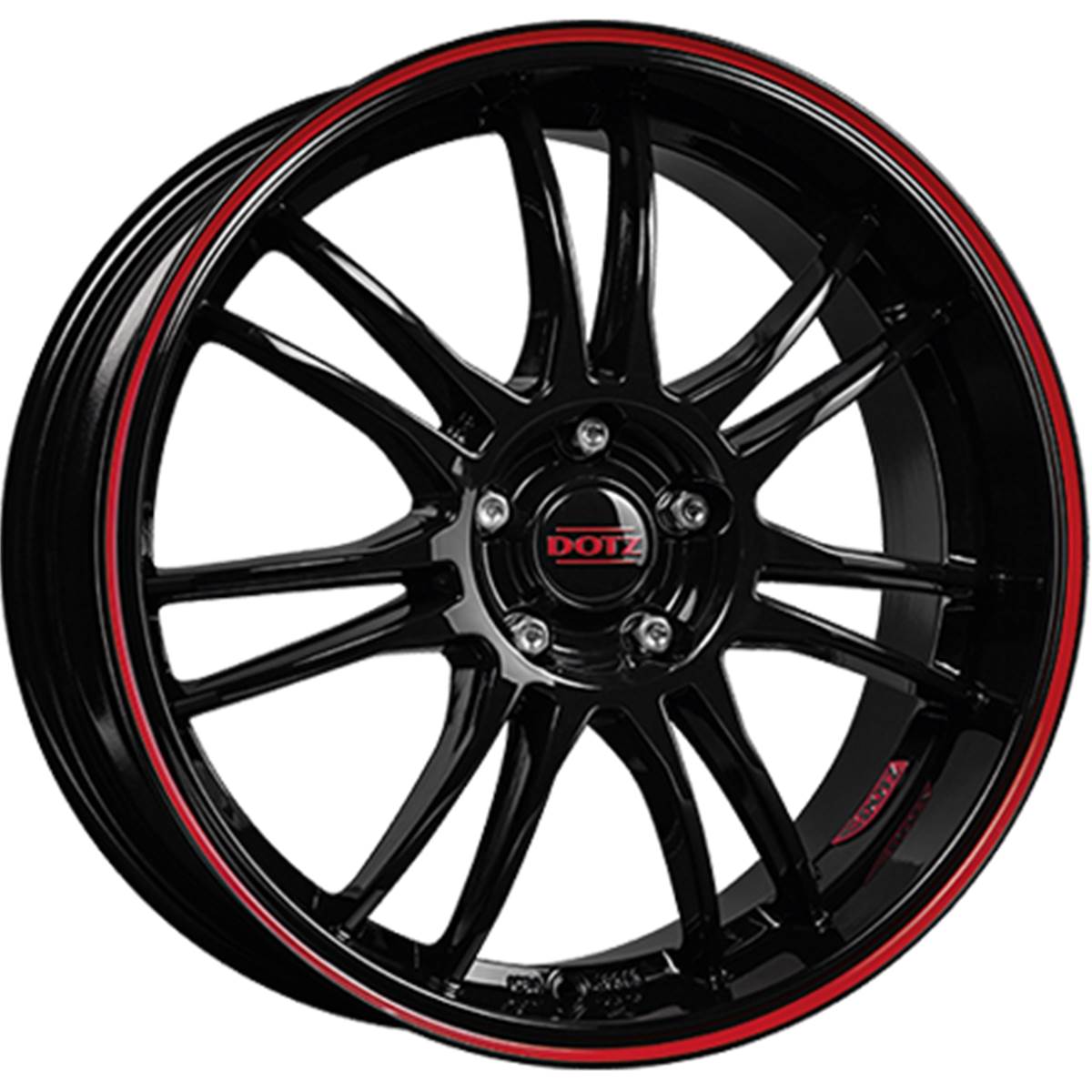 Jante Dotz Shift Pinstripe Red Noir Brillant / Liseret Rouge 7x17 5x114,3et48