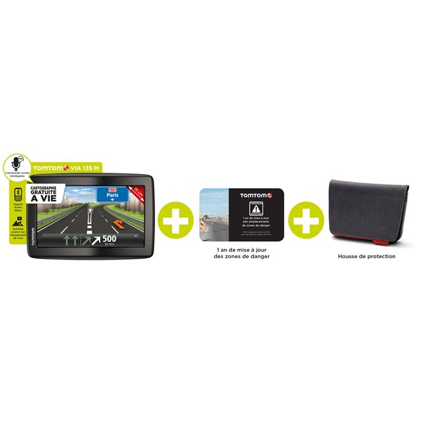 PACK GPS TOMTOM VIA 135 M EU 45 + Housse + ZD