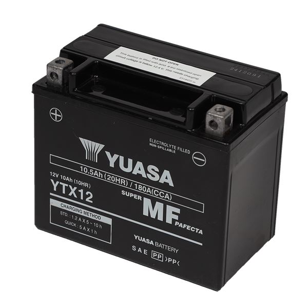 Batterie scooter et moto Power Yuasa YTX12 (FA) - Feu Vert