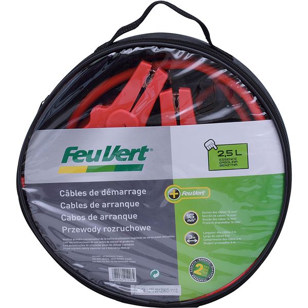 Câbles de démarrage FEU VERT 25 mm² - Cylindrée 5,5L essence & 3,0L diesel  - Feu Vert