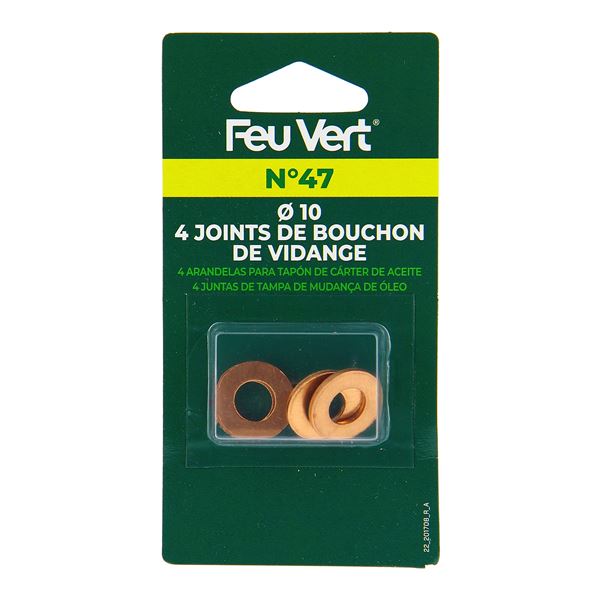 4 Joints de vidange cuivre 10 mm Feu Vert N°47