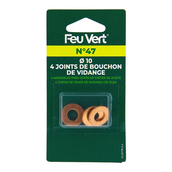 4 Joints de vidange cuivre 10 mm Feu Vert N°47 - Feu Vert