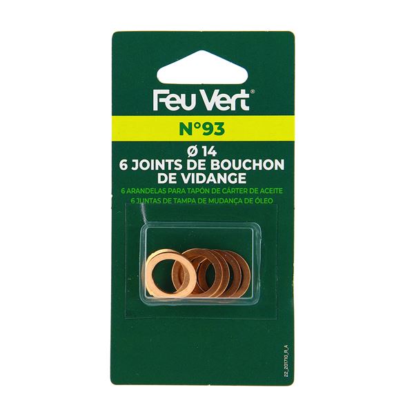 6 Joints de vidange cuivre 14 mm Feu Vert N°93