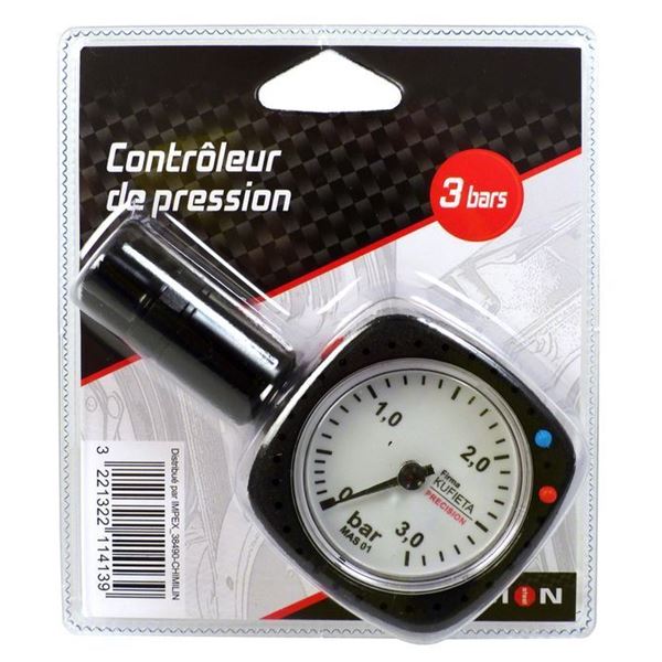 Contrôleur De Pression De Pneus PRECISION STEEL - Manomètre à Aiguille 0-10 Bars, Protection ABS