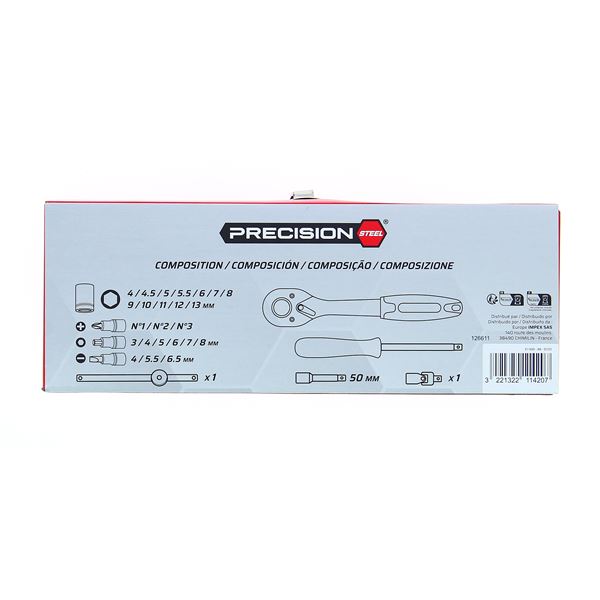 Coffret de serrage 29 pièces 1/4"  PRECISION STEEL