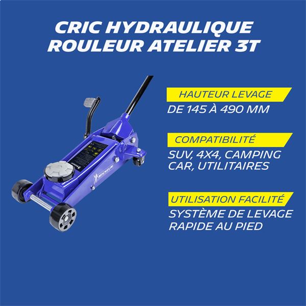 Cric hydraulique rouleur 3 Tonnes MICHELIN