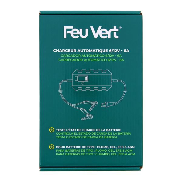 Chargeur de batterie automatique 6/12V - 6A FEU VERT