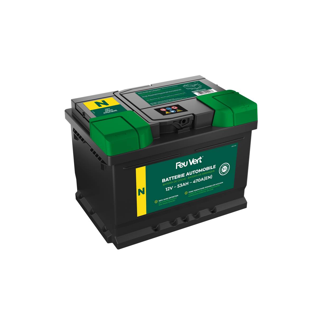 Batterie Voiture Feu Vert N - 53ah / 470a - 12v